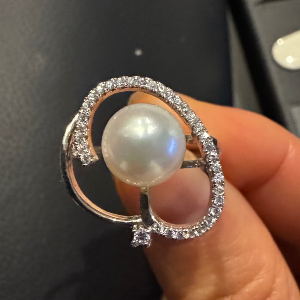 Brilliant Pearl and Diamond Accent Ring